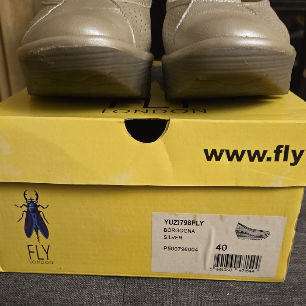 Fly London Silver Leather Footwear